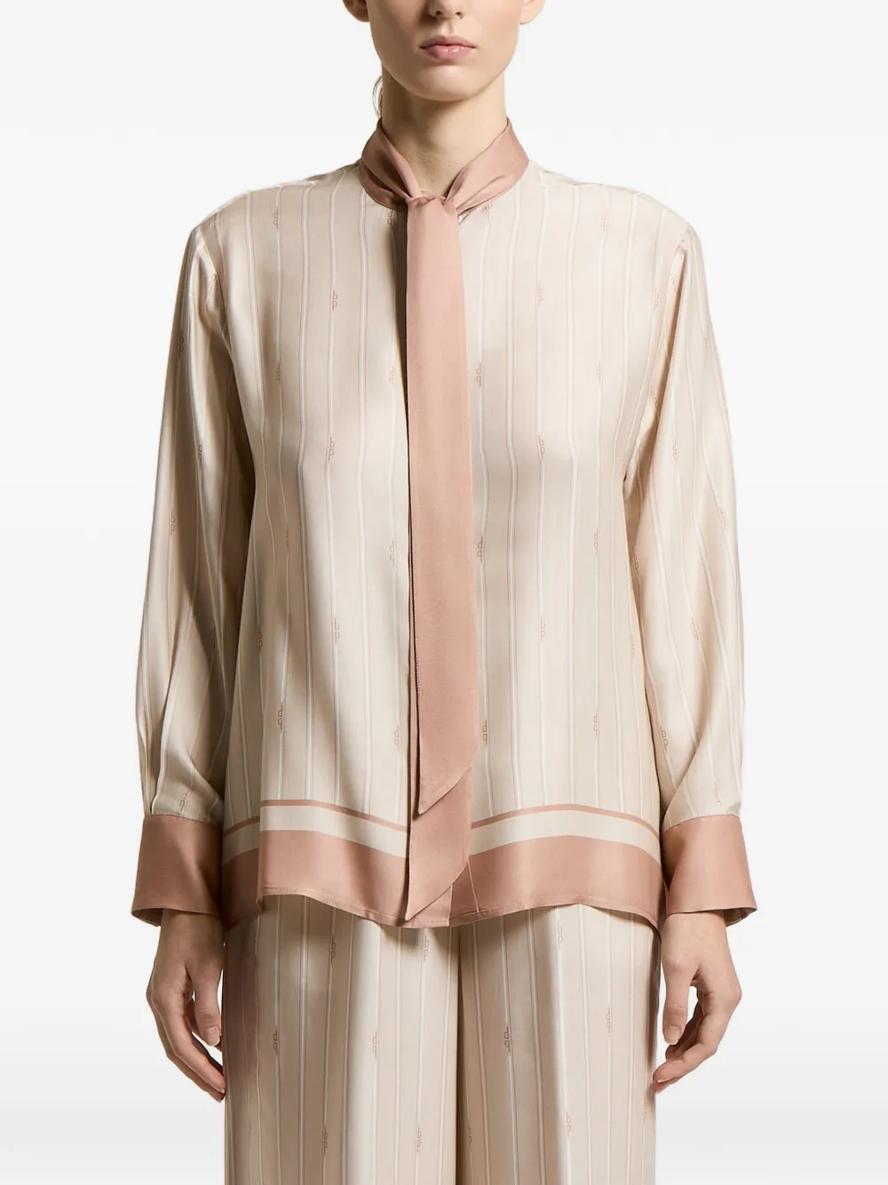 Peserico striped long-sleeved shirt - Neutrals