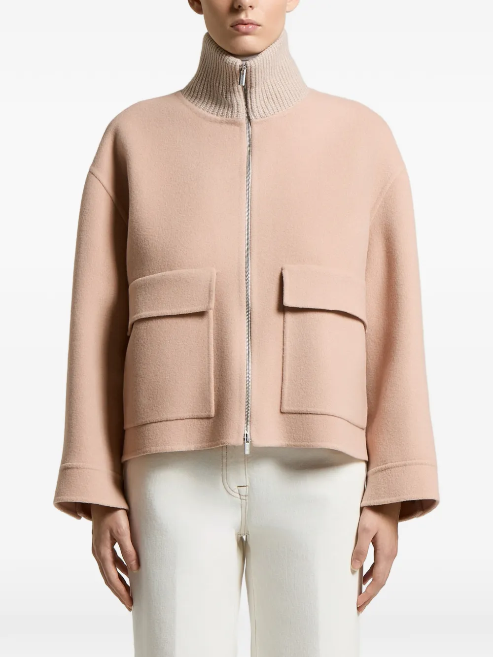 Peserico ribbed-knit panelled jacket