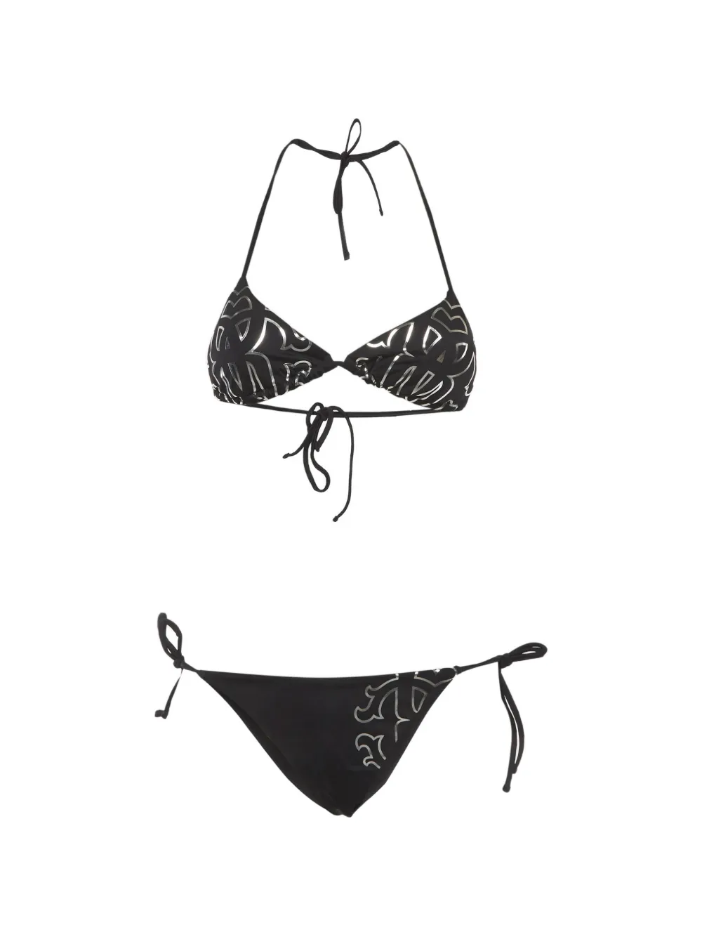 Pre-owned Roberto Cavalli Vintage Monogram-pattern Bikini In Black
