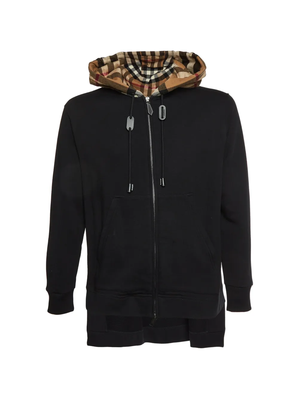 Burberry Pre-Owned check-pattern zip-up hoodie - Nero