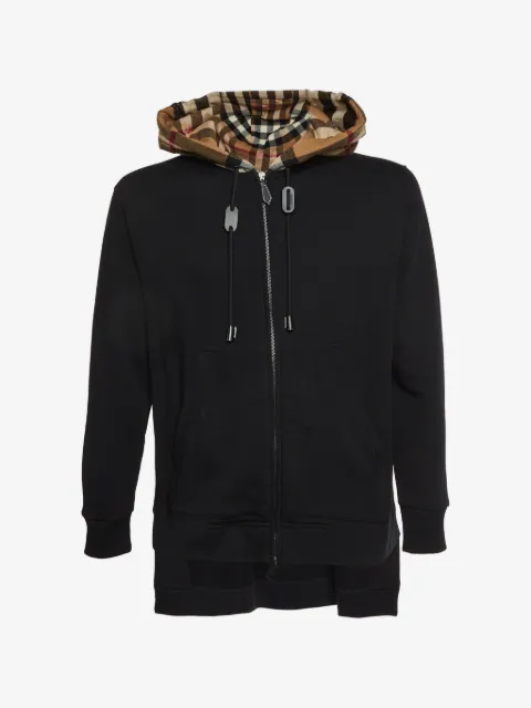 Burberry Pre-Owned hoodie con motivo de cuadros y cierre