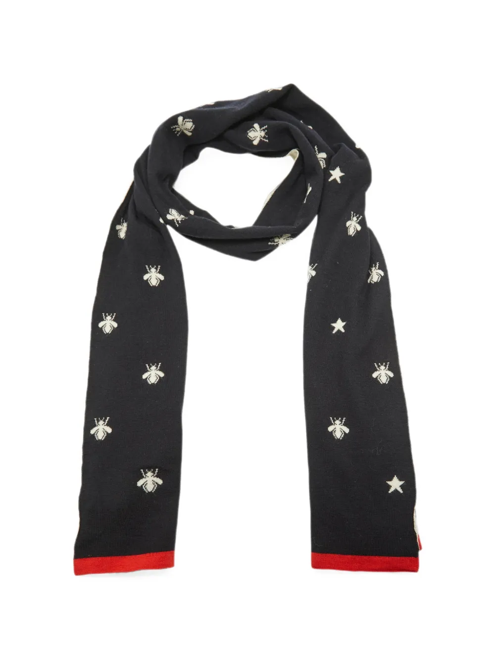 Pre-owned Gucci Bee Star Scarf In Blue