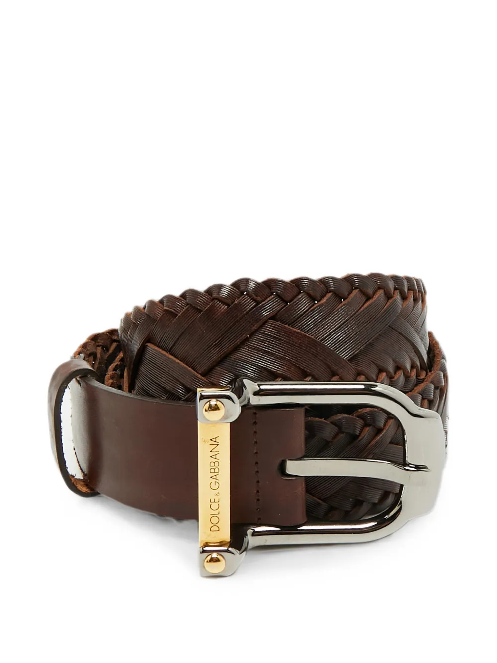Dolce & Gabbana Pre-Owned woven buckle belt - Marrone
