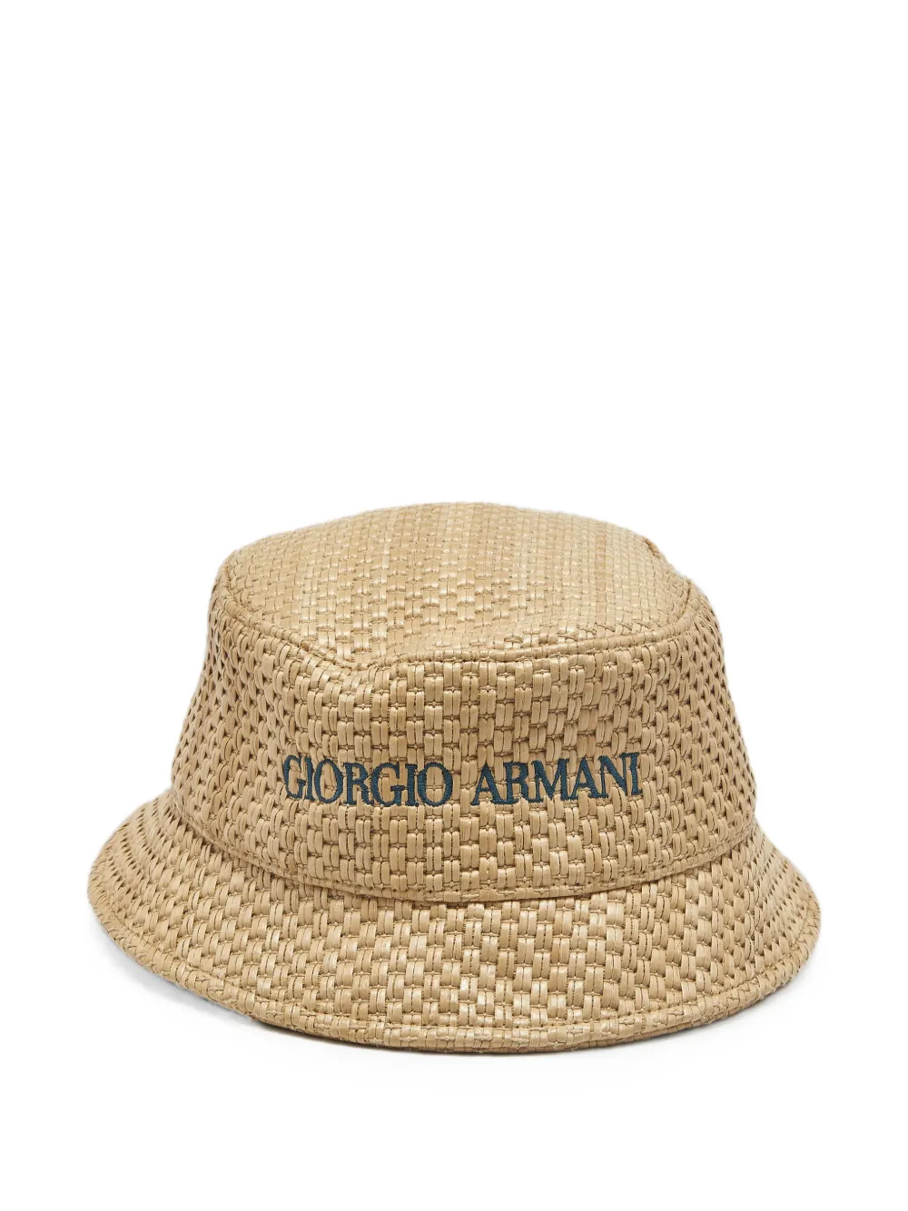Giorgio Armani Pre-Owned logo-embroidered raffia bucket hat - Toni neutri