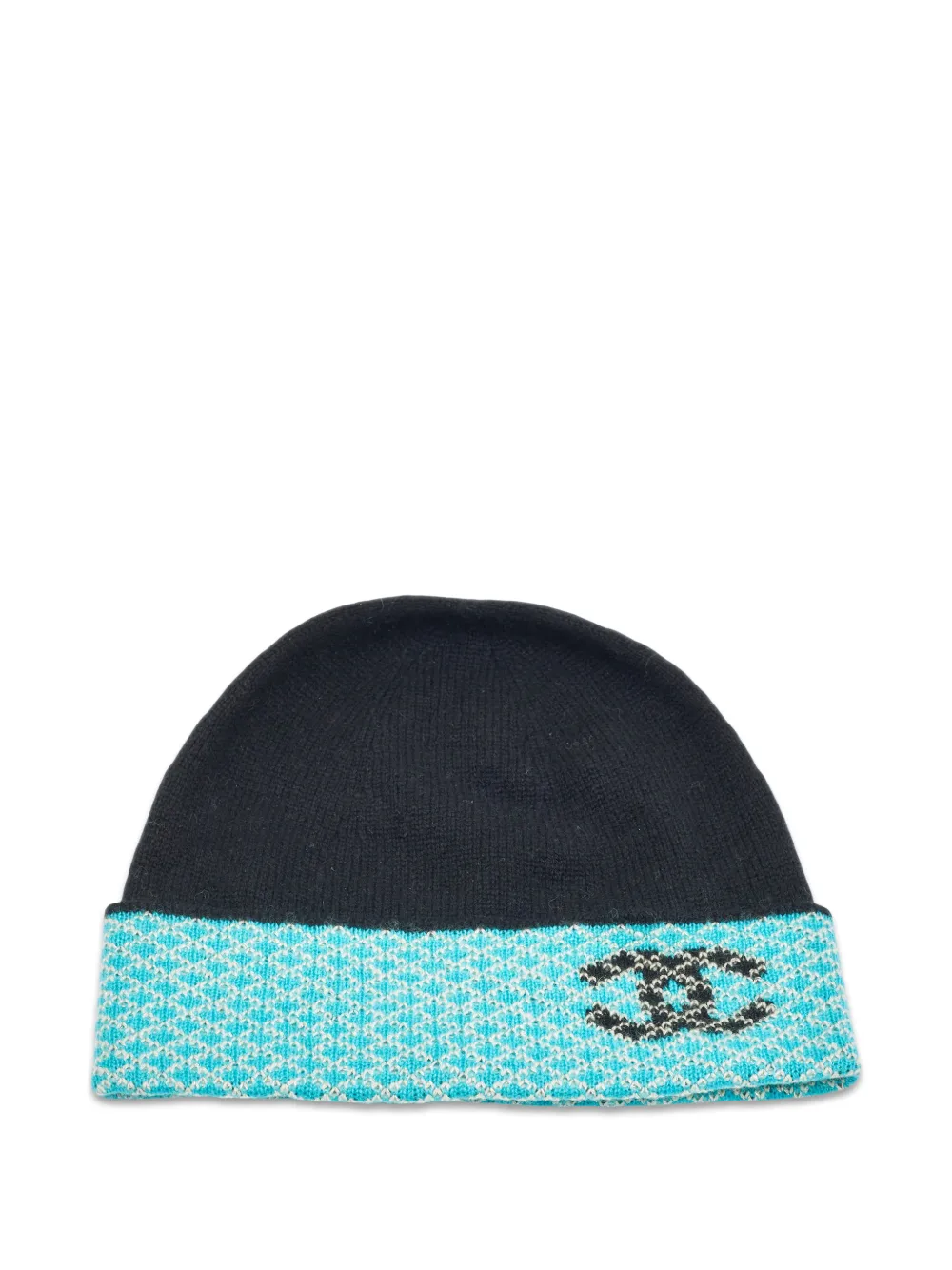 CHANEL Pre-Owned CC-motif knit beanie hat - Black