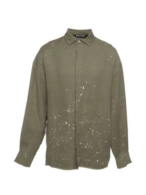 Palm Angels logo-print paint-splatter shirt