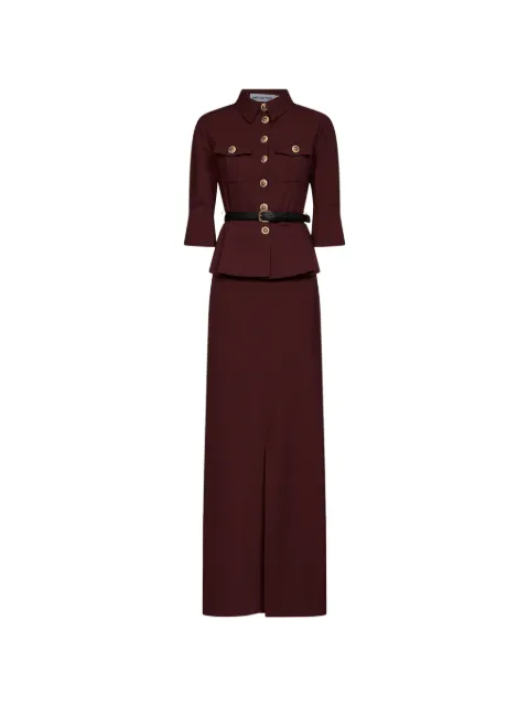 Self-Portrait jewel-button peplum-waist maxi dress