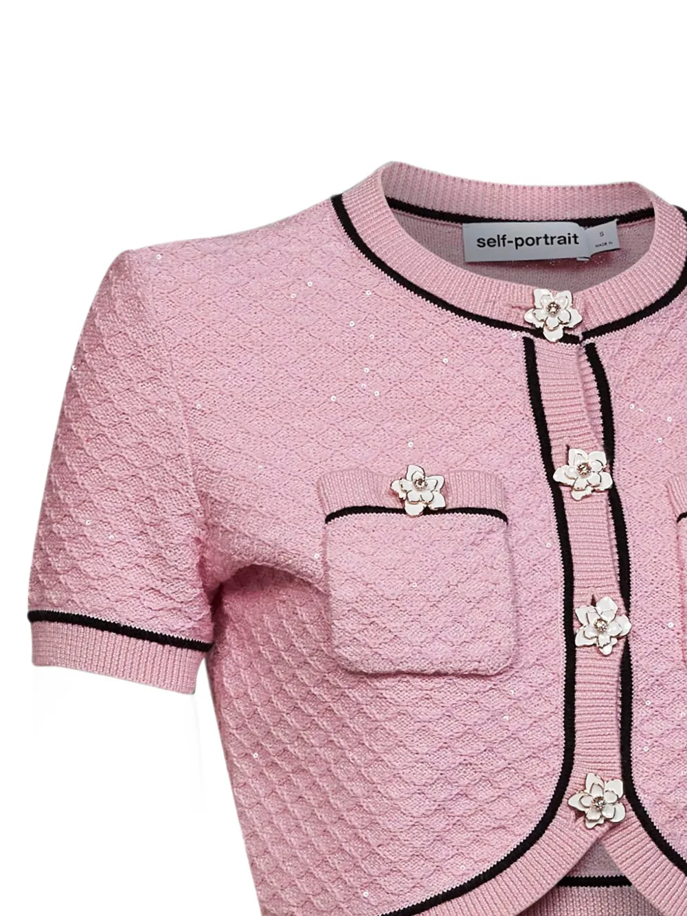 Self-Portrait Blouse verfraaid met pailletten en knopen Roze