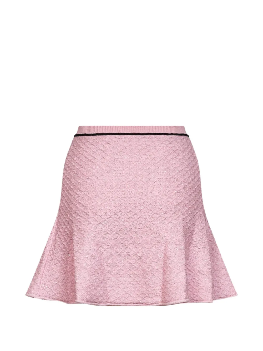 Self-Portrait sequin-embellished diamond-knit mini skirt - Rosa