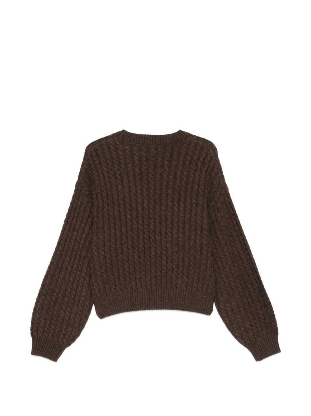 ROTATE BIRGER CHRISTENSEN Kabelgebreide trui met logopatch Bruin