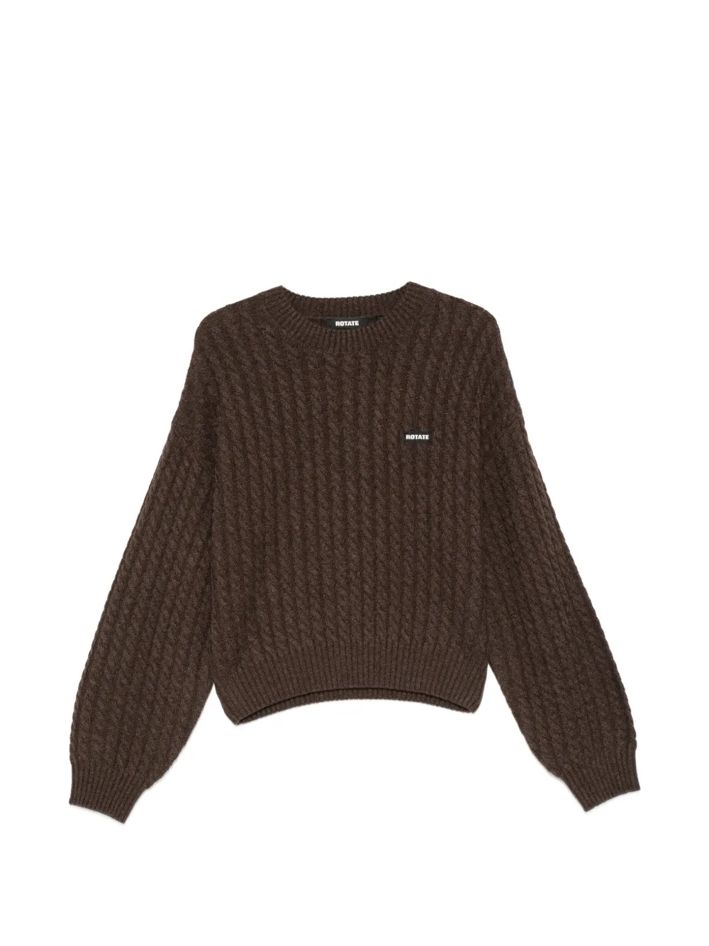 ROTATE BIRGER CHRISTENSEN cable-knit logo-patch sweater - Marrone