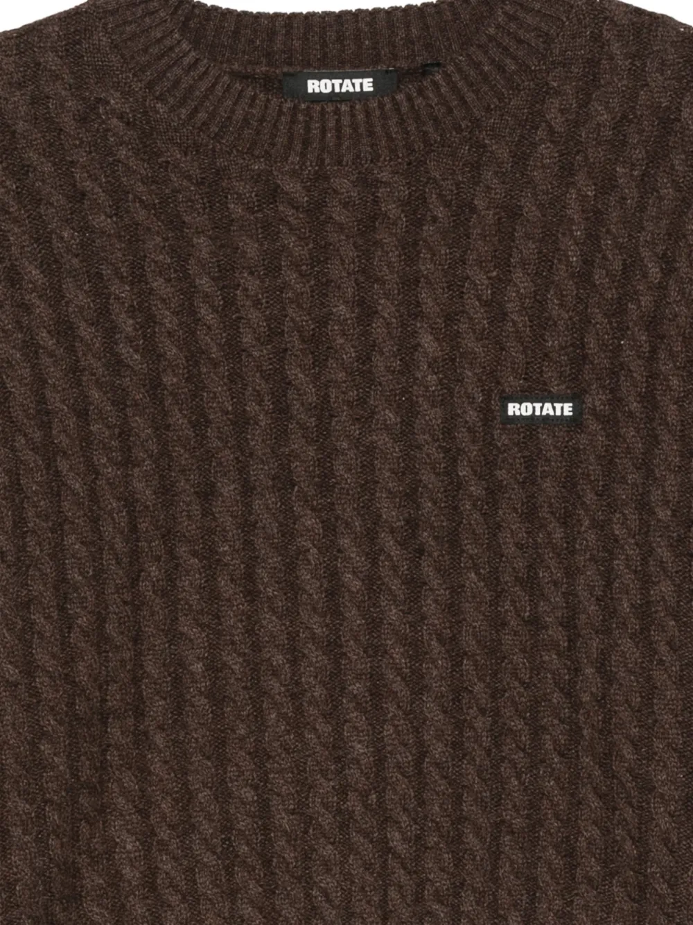 ROTATE BIRGER CHRISTENSEN Kabelgebreide trui met logopatch Bruin