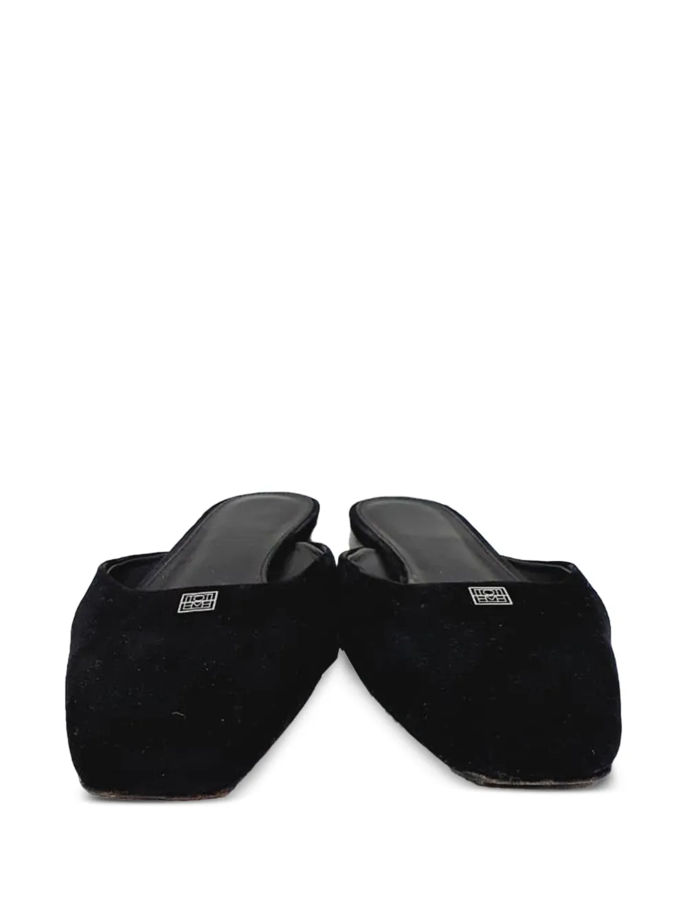 TOTEME Logo-Plaque square-toe mules - Black