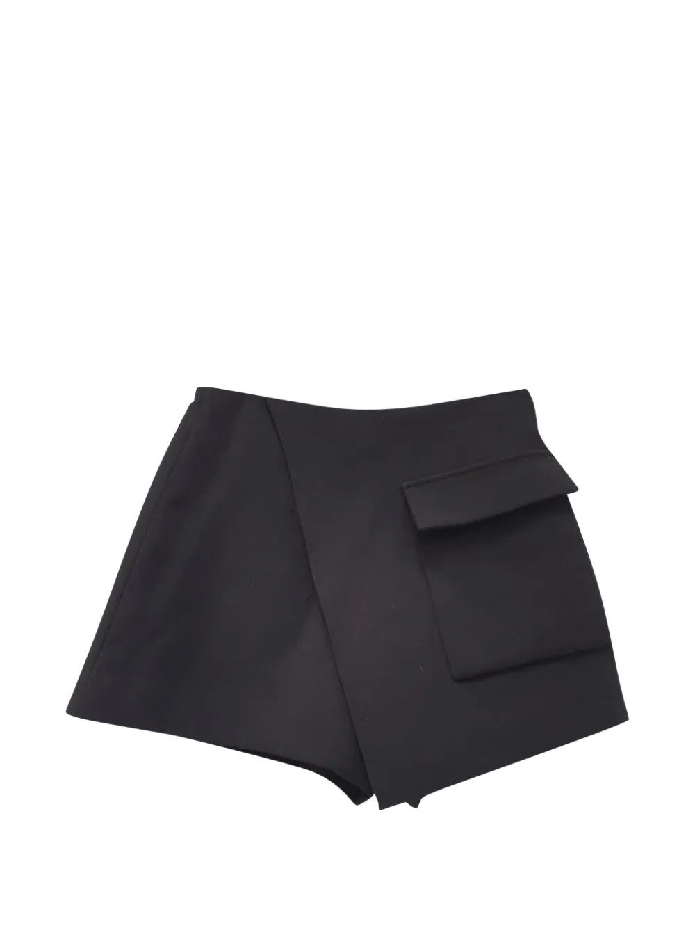 Self-Portrait 2021 flap-pocket crepe skort - Black
