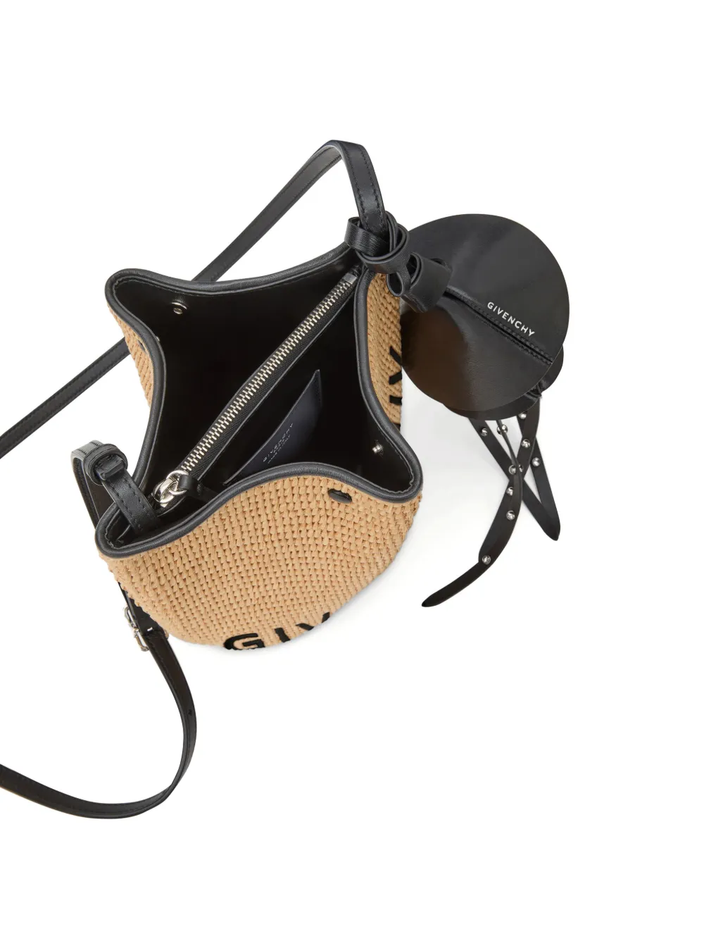 Givenchy Nano Snap raffia bucket-tas Beige