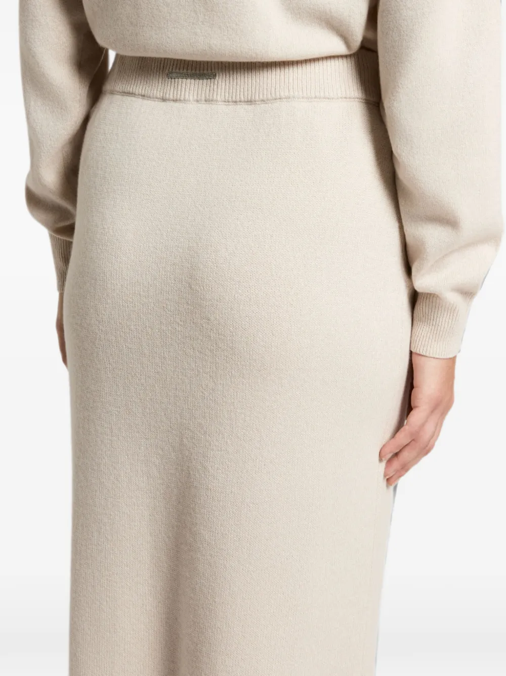 Peserico Maxi-rok met geribbelde afwerking Beige