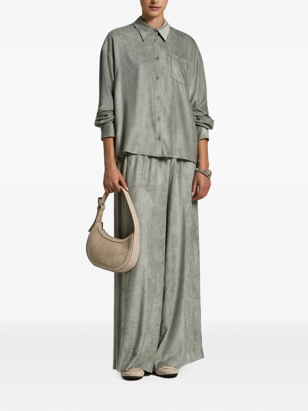 Peserico Ribfluwelen blouse met borstzak Grijs