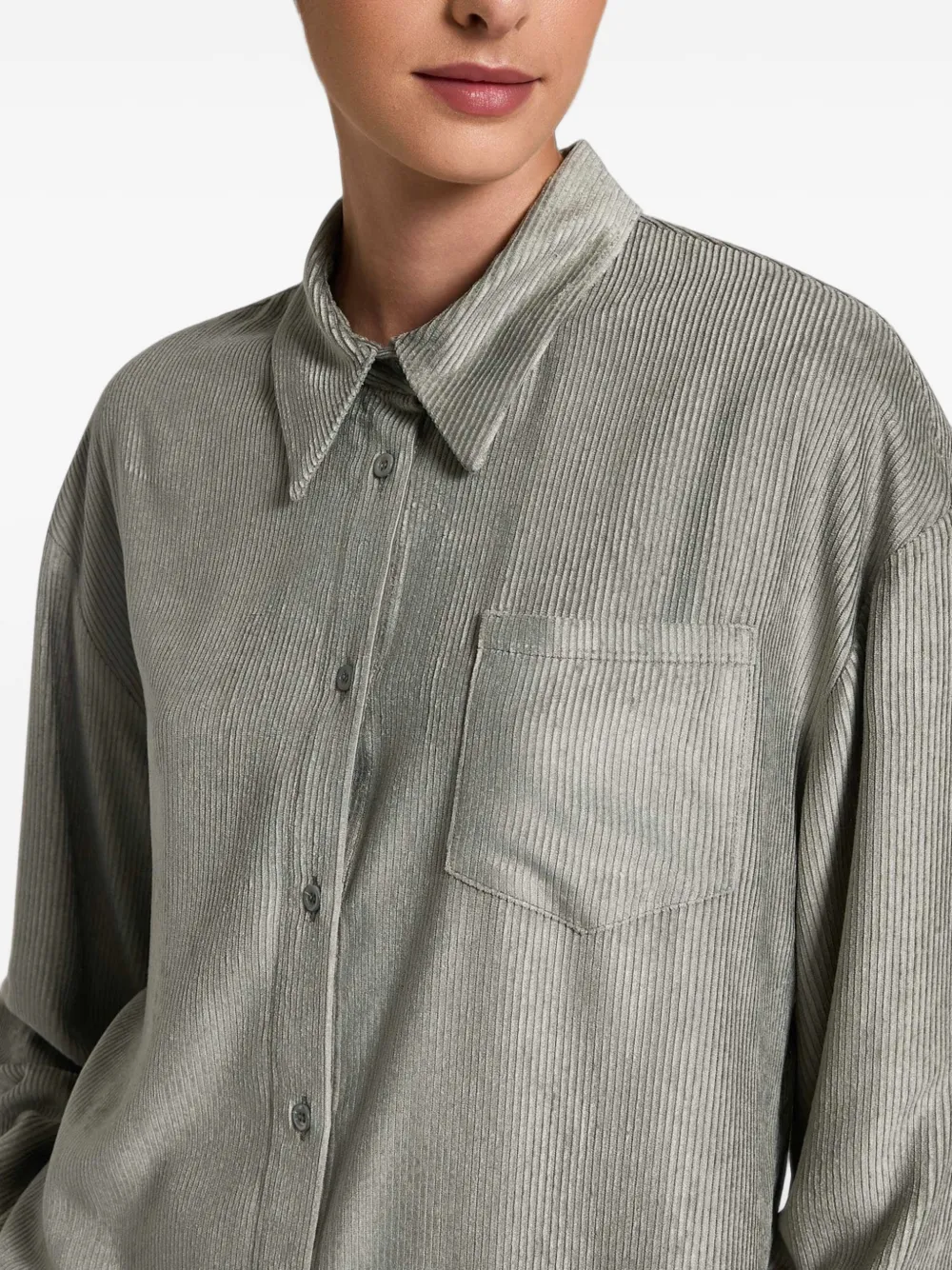 Peserico Ribfluwelen blouse met borstzak Grijs