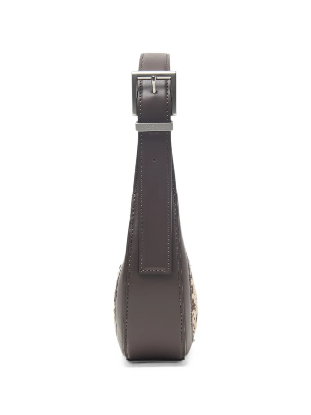 Peserico Leren schoudertas met dierenprint Bruin