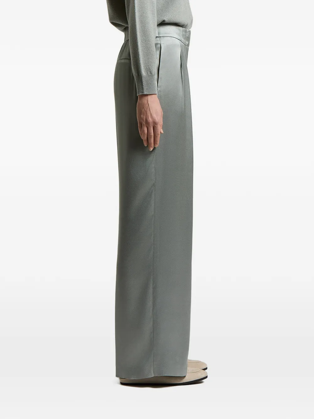 Peserico Broek met geplooid detail en satijnen afwerking Groen