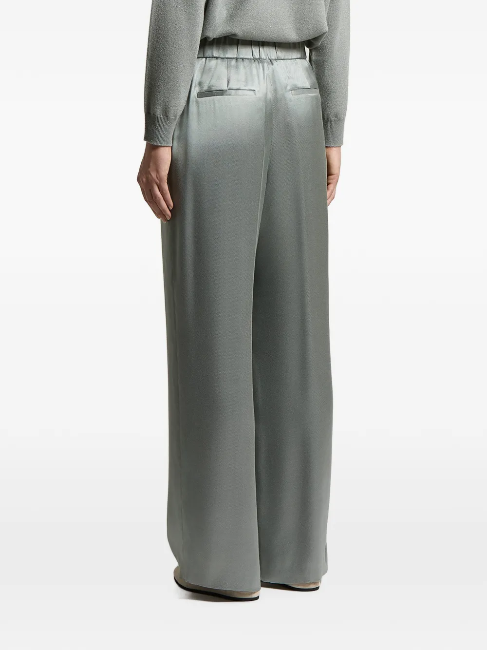 Peserico Broek met geplooid detail en satijnen afwerking Groen