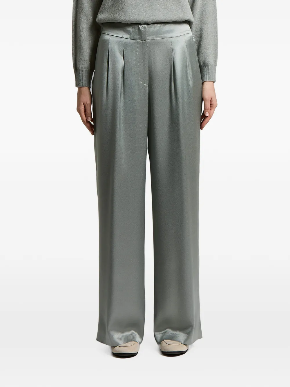 Peserico pleat-detail satin-finish trousers