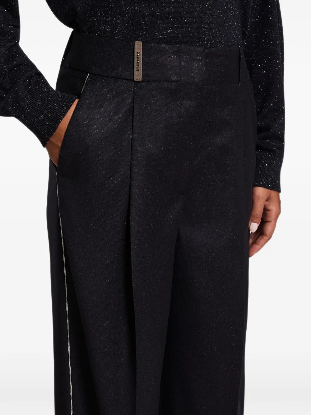 Peserico Geplooide broek met omgeslagen pijpen Zwart