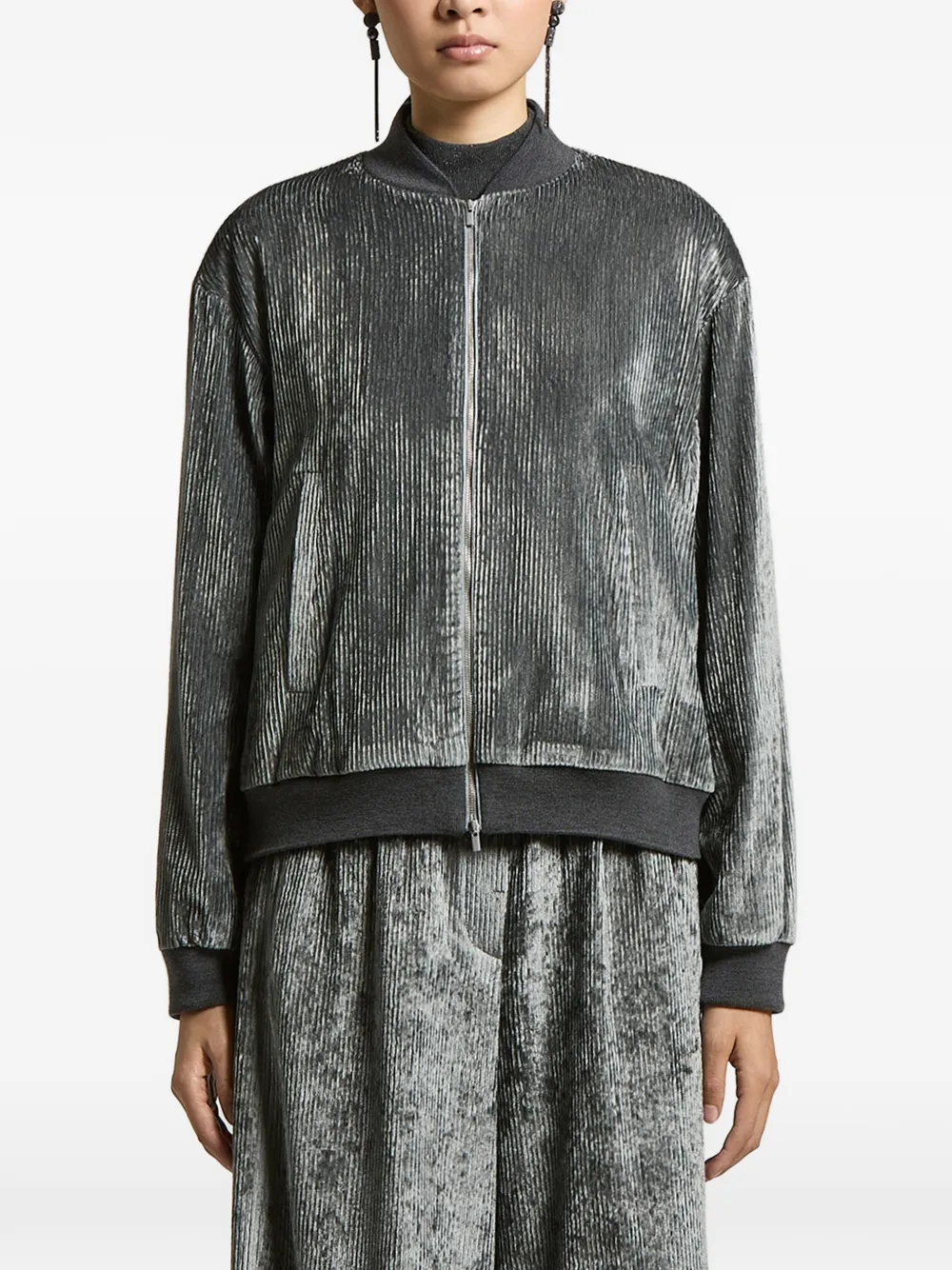 Peserico Bomber con effetto plissé - Grigio