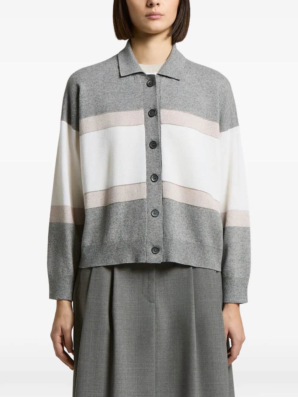 Peserico Cardigan a righe - Grigio