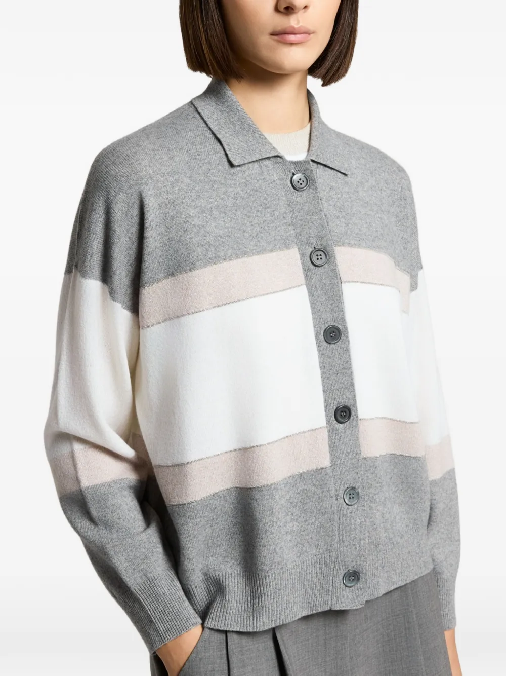 Peserico Gestreept vest Grijs