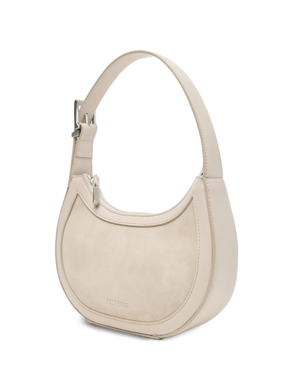 Peserico Schoudertas met suède vlakken en gespdetail Beige