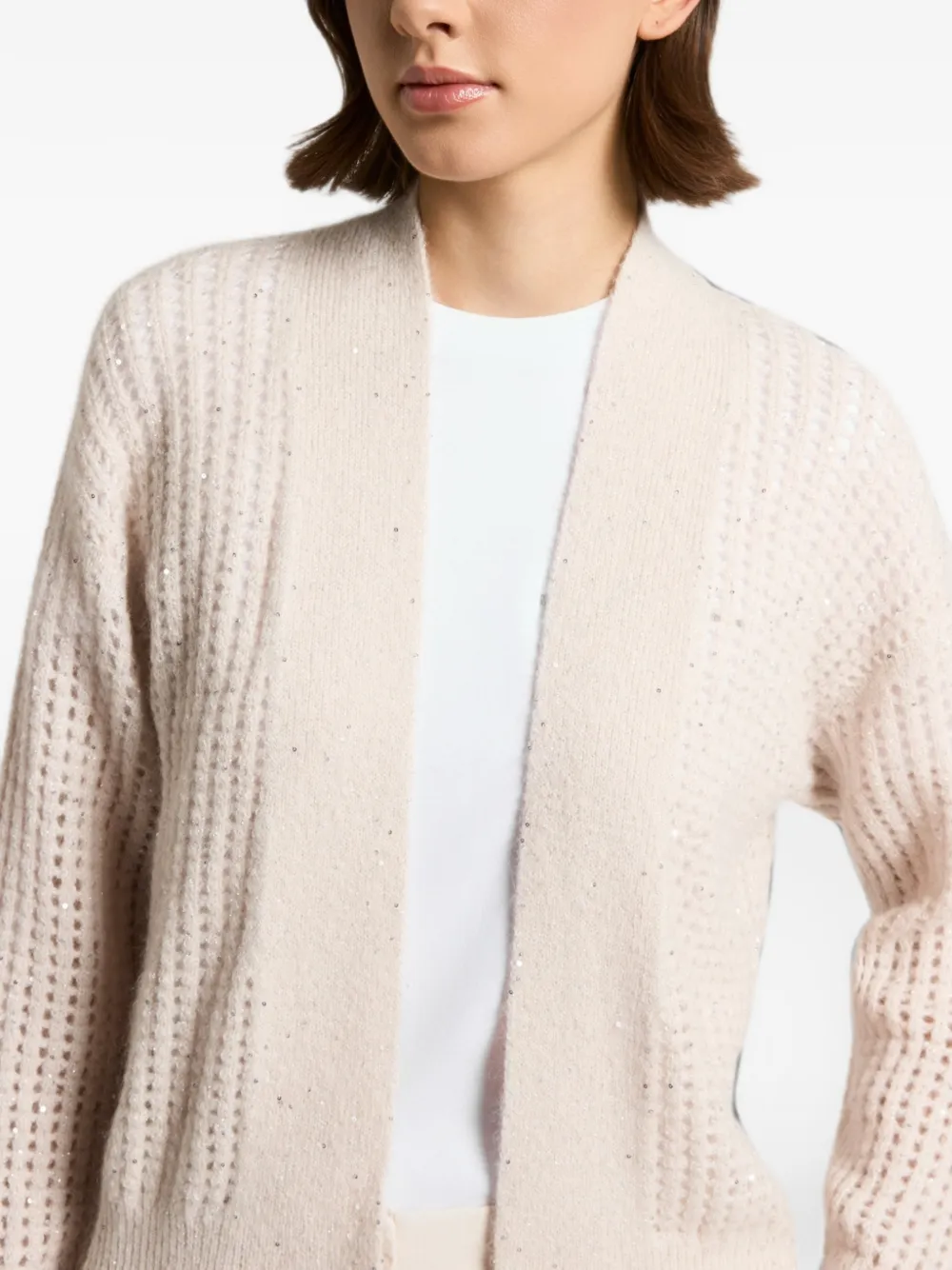 Peserico Opengebreid vest Beige