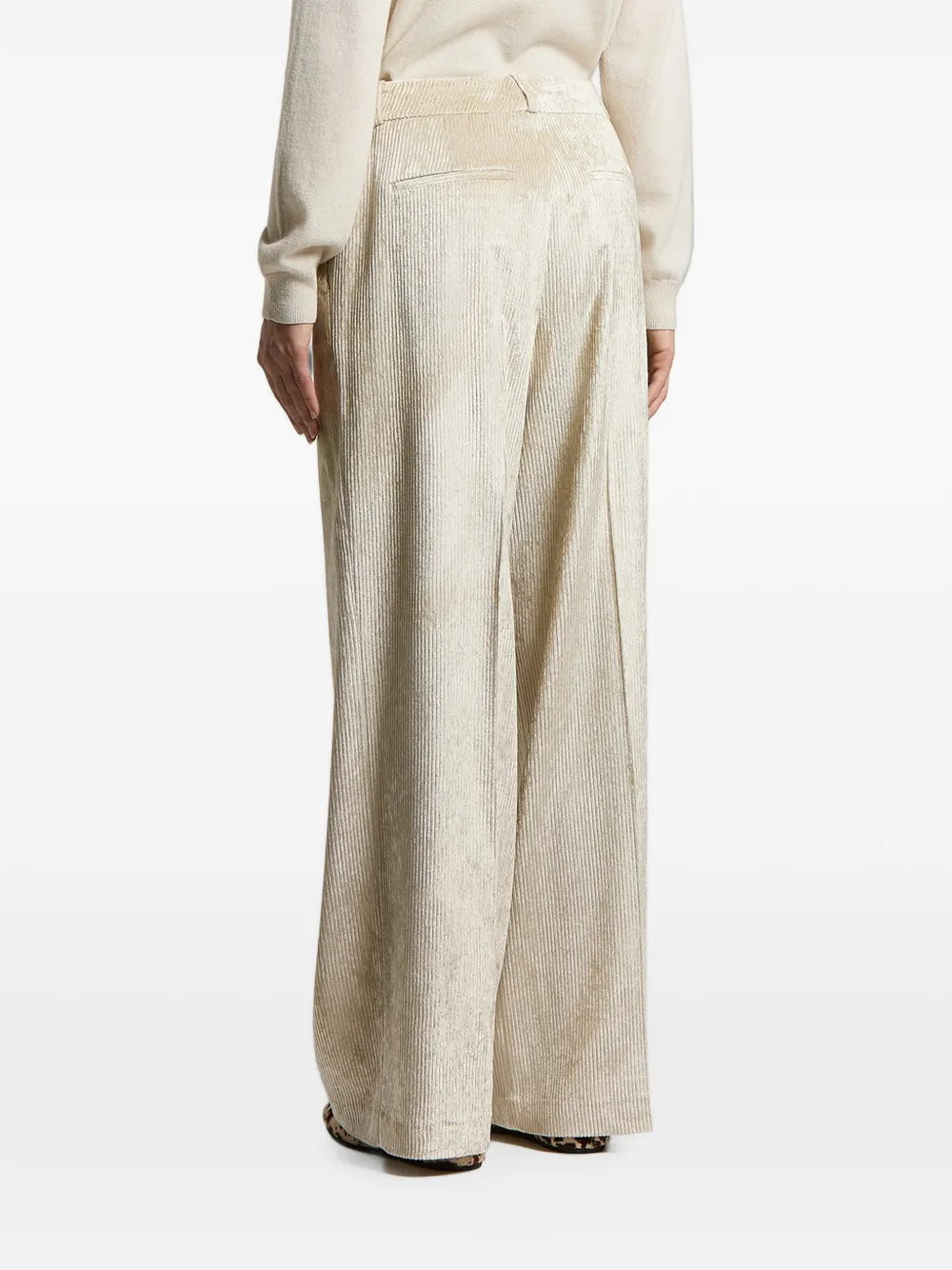 Peserico Ribfluwelen broek met geplooid detail Beige