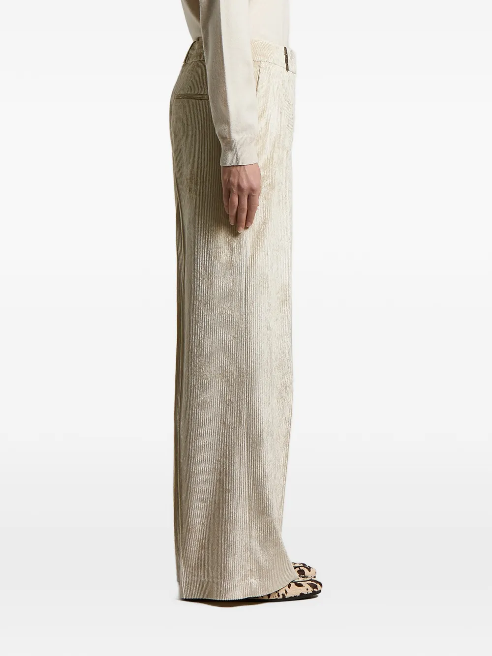 Peserico Ribfluwelen broek met geplooid detail Beige