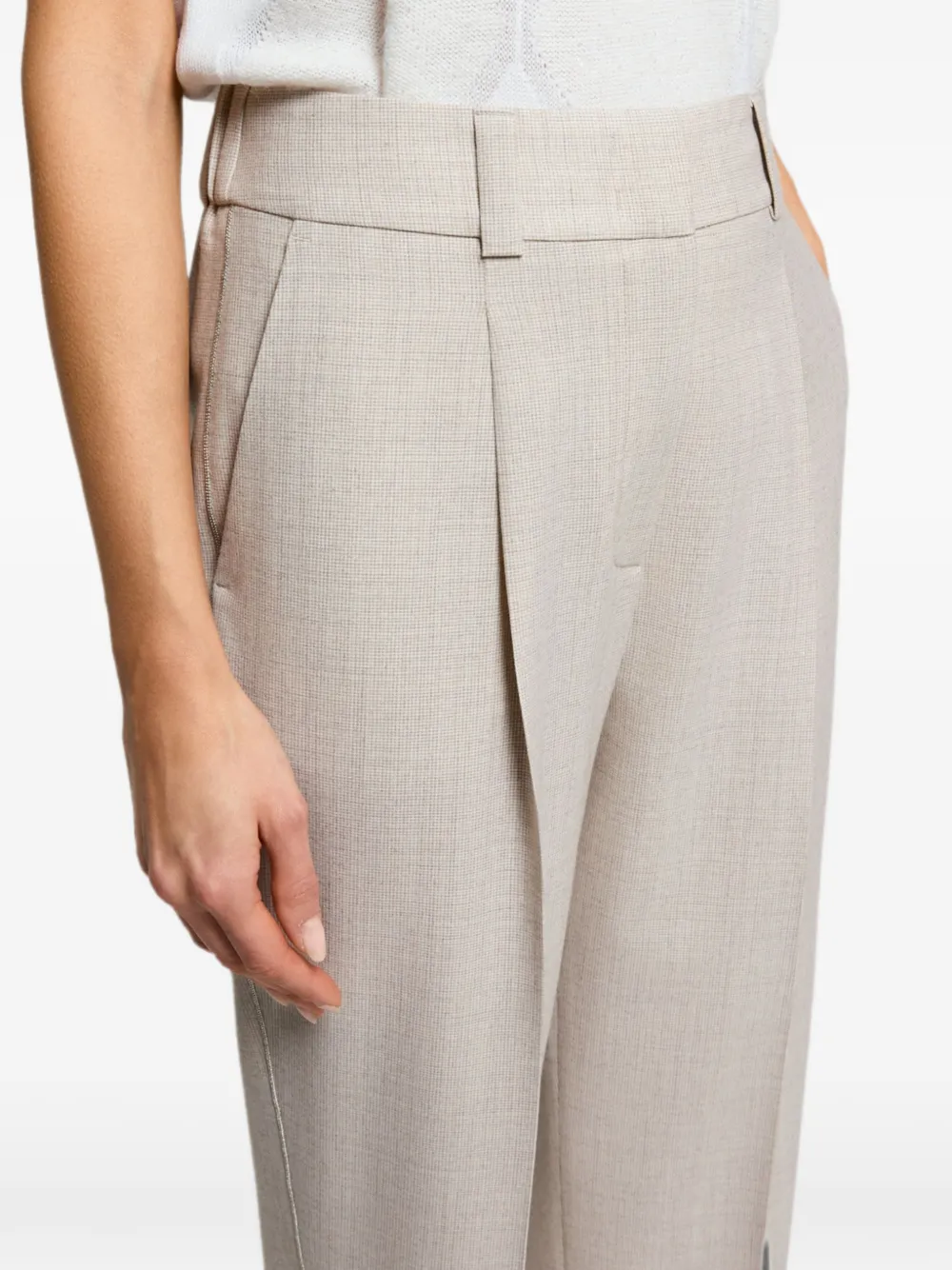 Peserico Geplooide broek met omgeslagen pijpen Beige