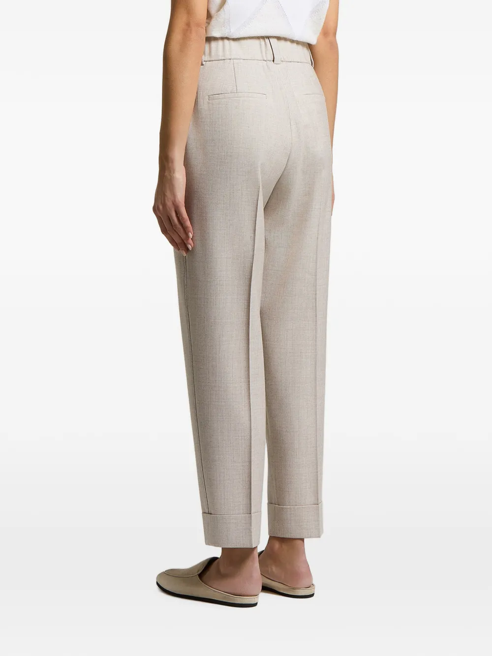 Peserico Geplooide broek met omgeslagen pijpen Beige