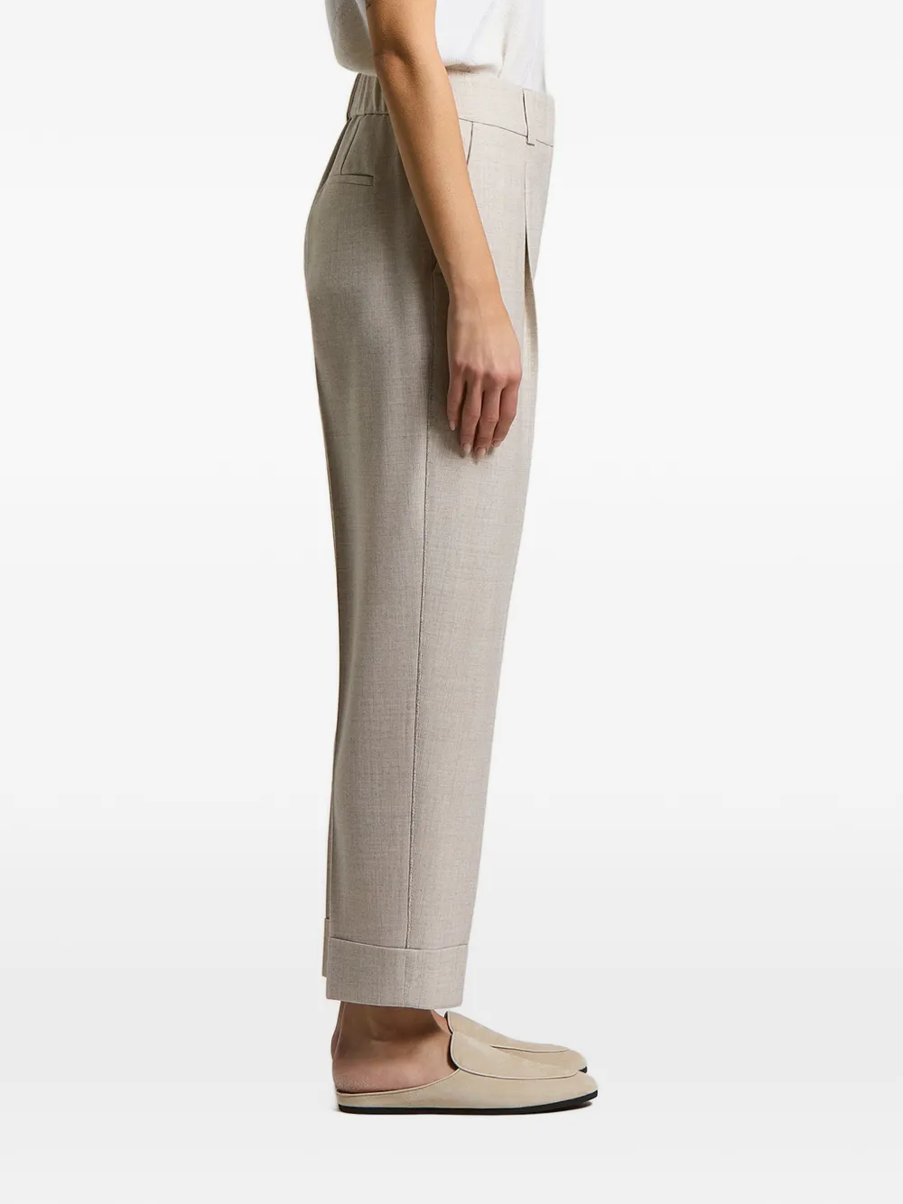 Peserico Geplooide broek met omgeslagen pijpen Beige