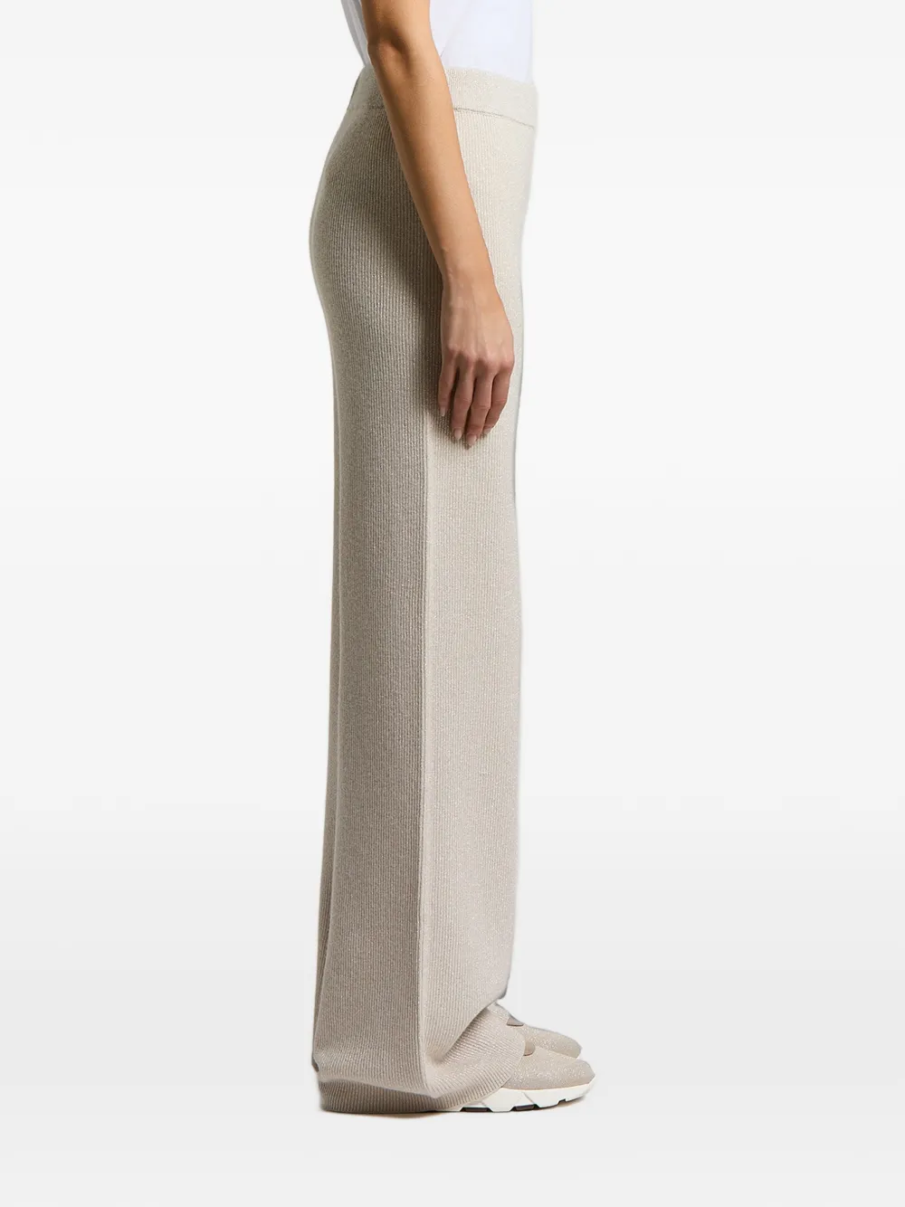 Peserico Ribgebreide palazzo broek Beige