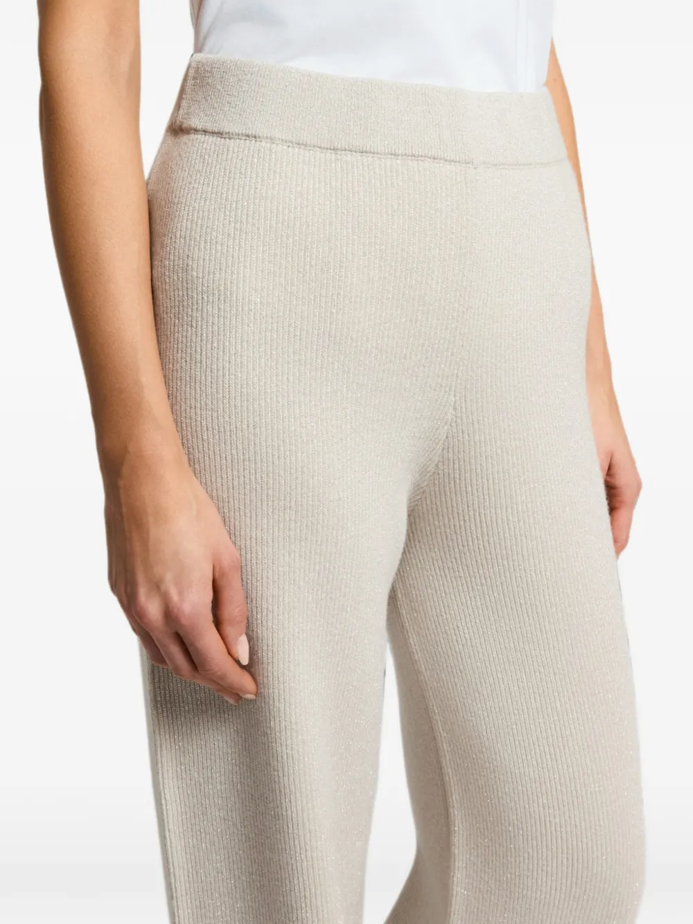 Peserico Ribgebreide palazzo broek Beige