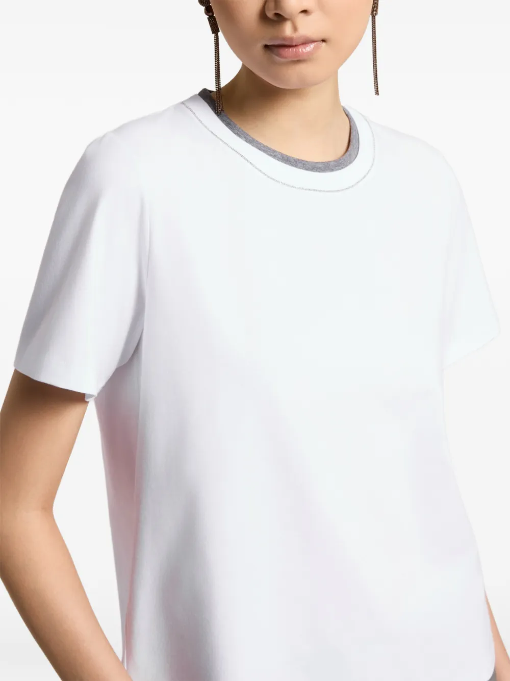 Peserico T-shirt met gelaagd detail Wit