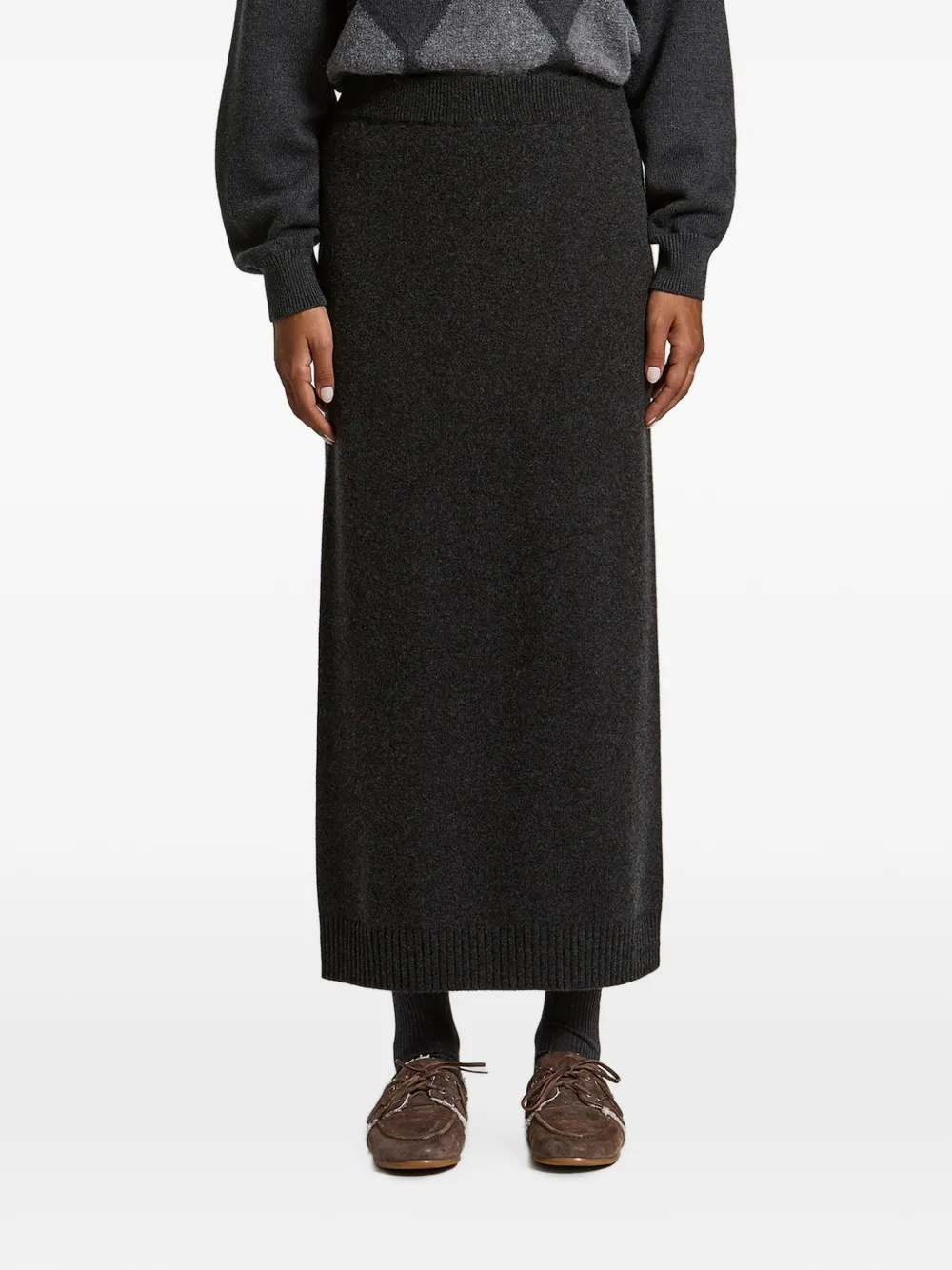 Peserico knitted ribbed-trim midi skirt