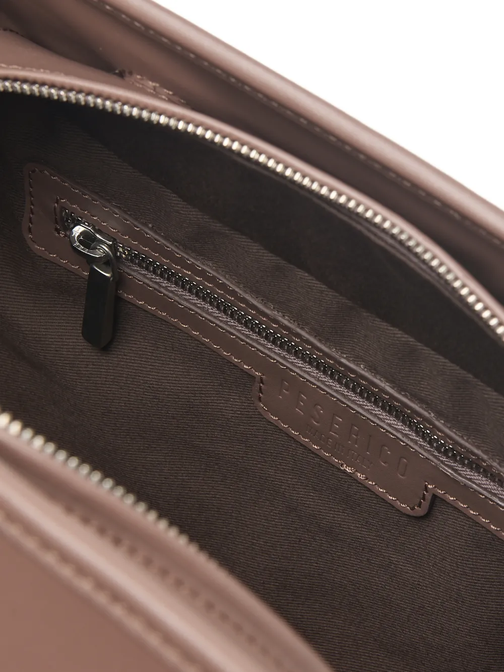 Peserico Leren shopper met logo-reliëf Beige