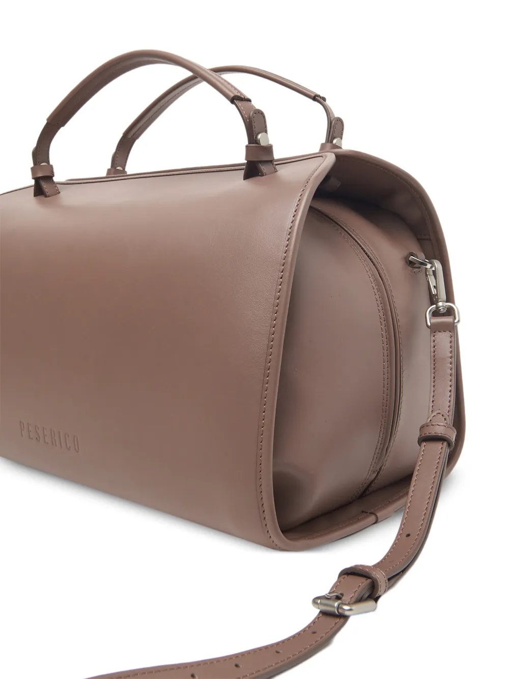 Peserico Leren shopper met logo-reliëf Beige