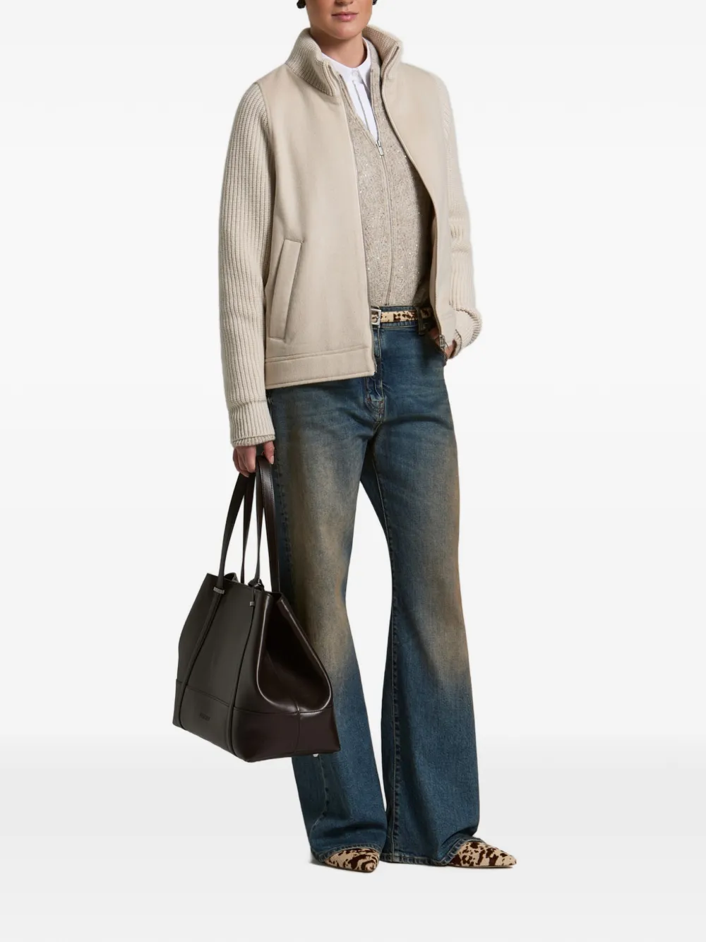 Peserico Ribgebreid jack Beige
