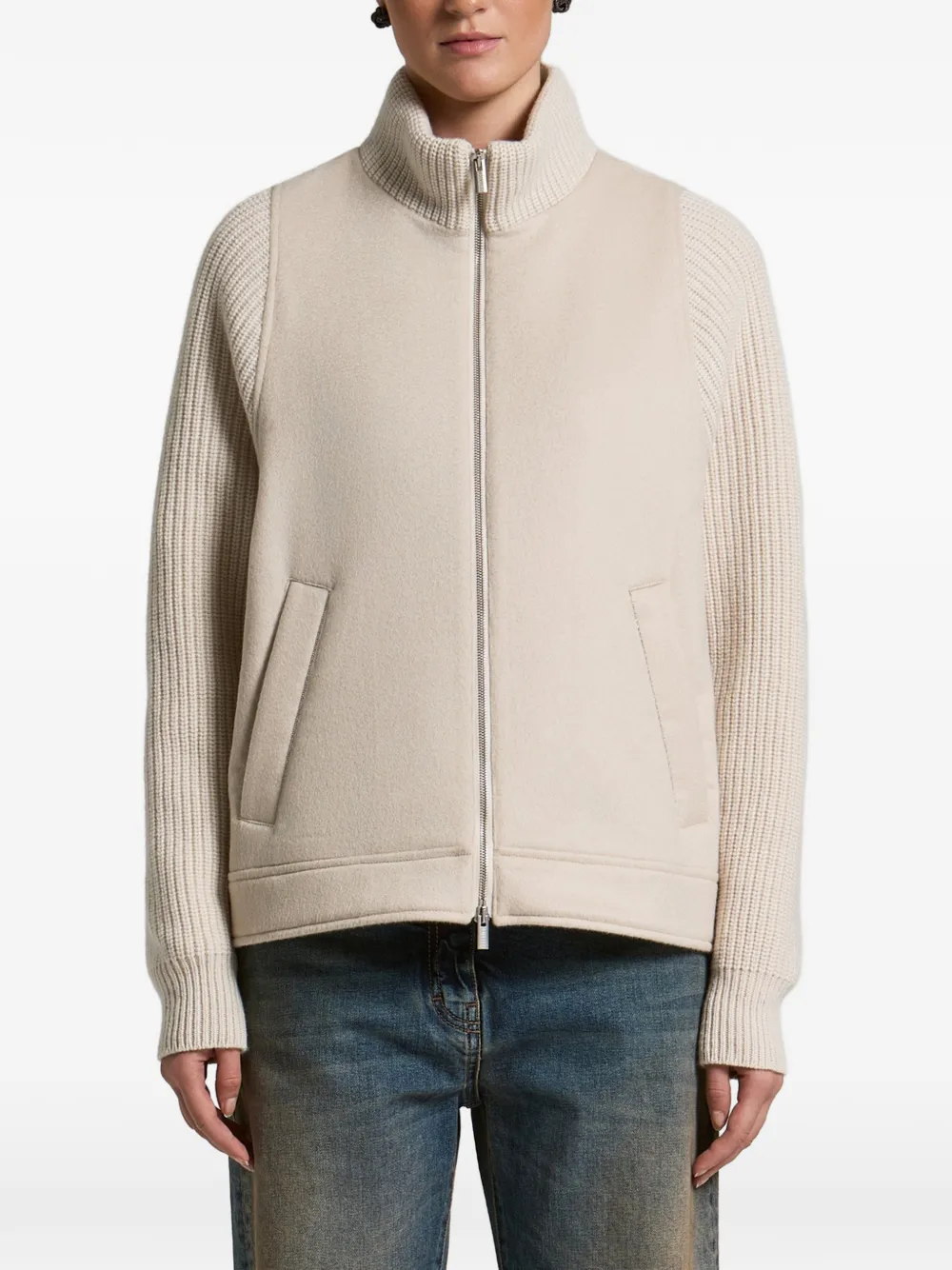 Peserico ribbed-knit panelled jacket