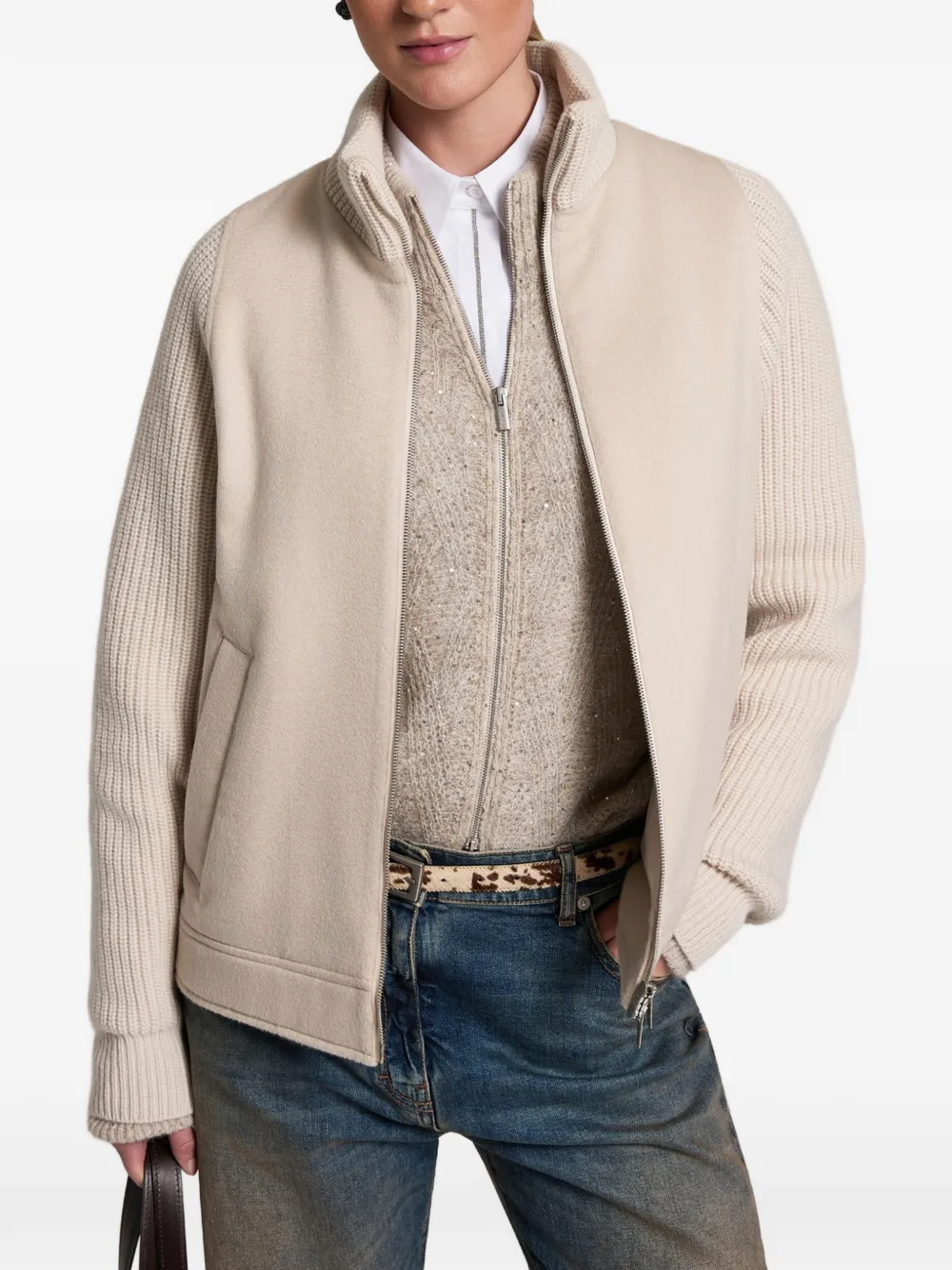 Peserico Ribgebreid jack Beige