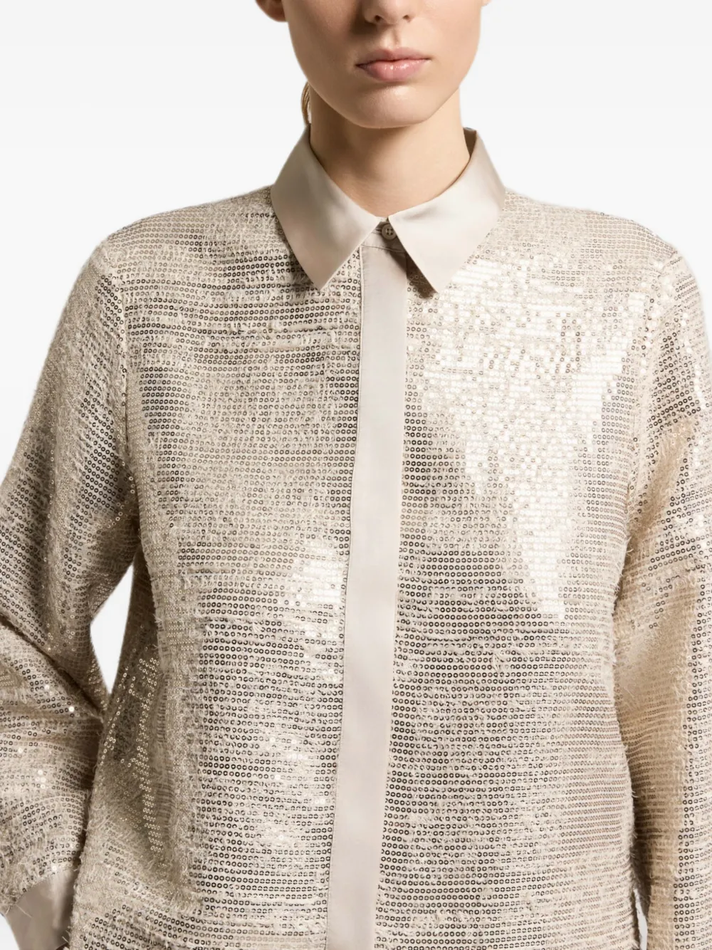 Peserico Blouse verfraaid met pailletten Beige