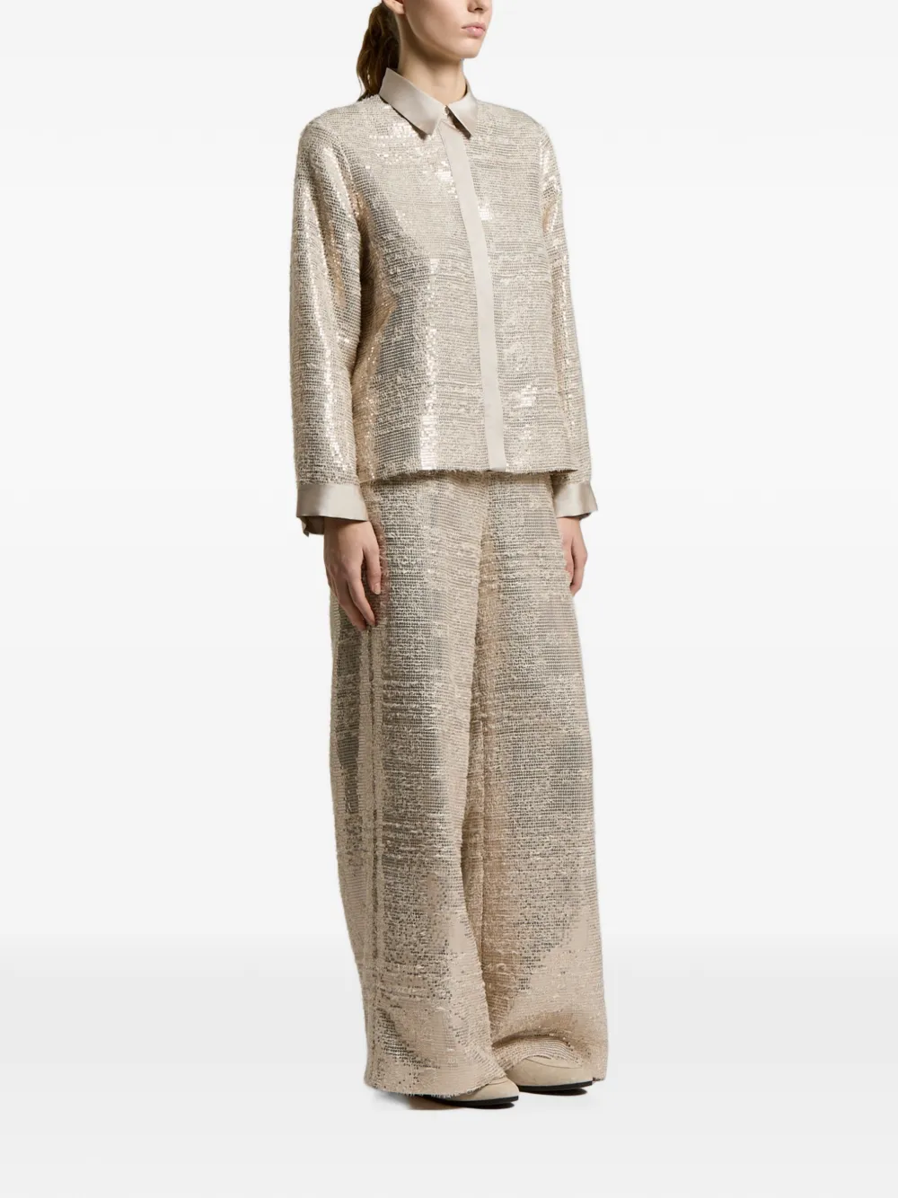 Peserico Blouse verfraaid met pailletten Beige