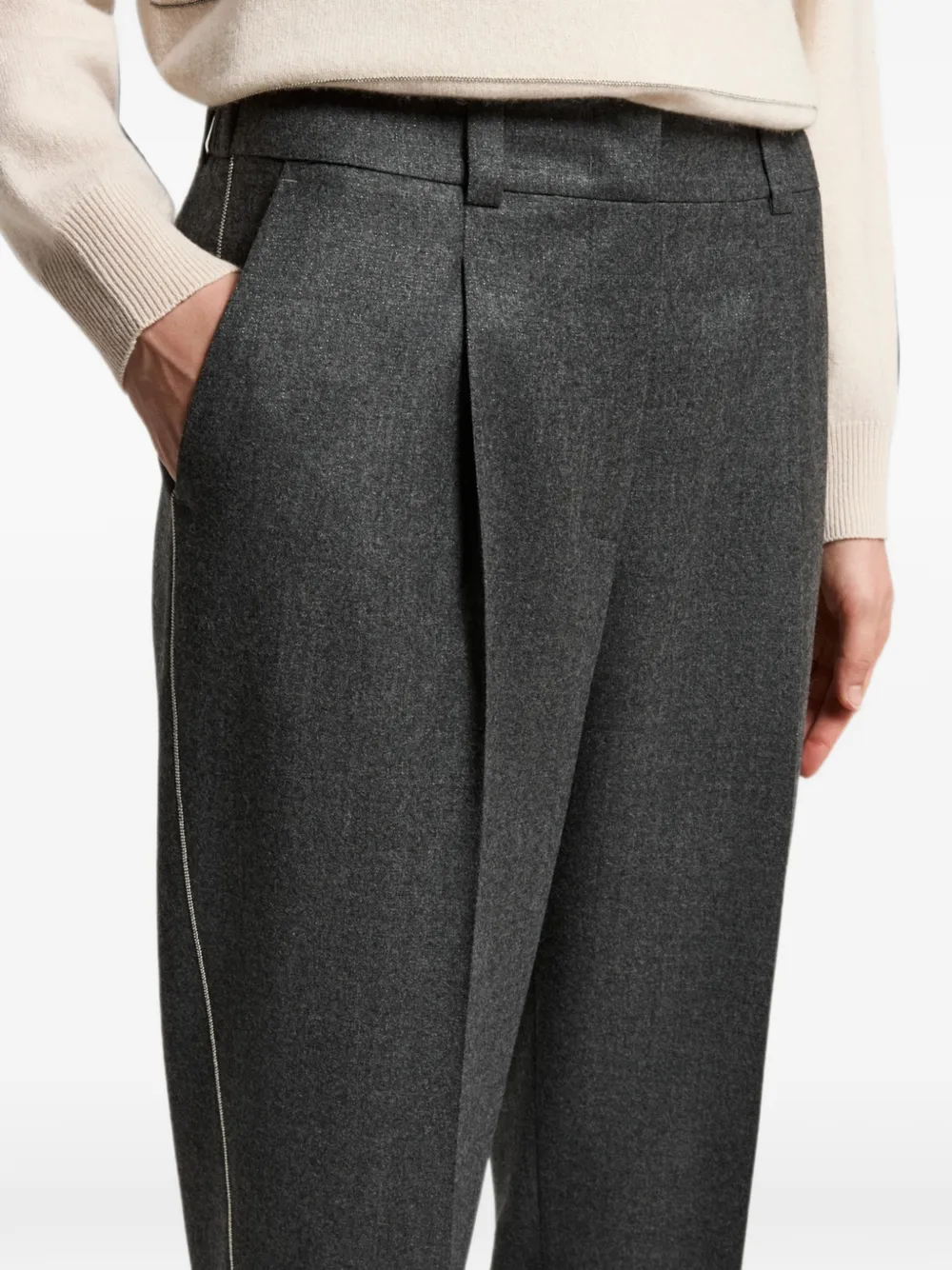Peserico Geplooide broek met omgeslagen pijpen Grijs
