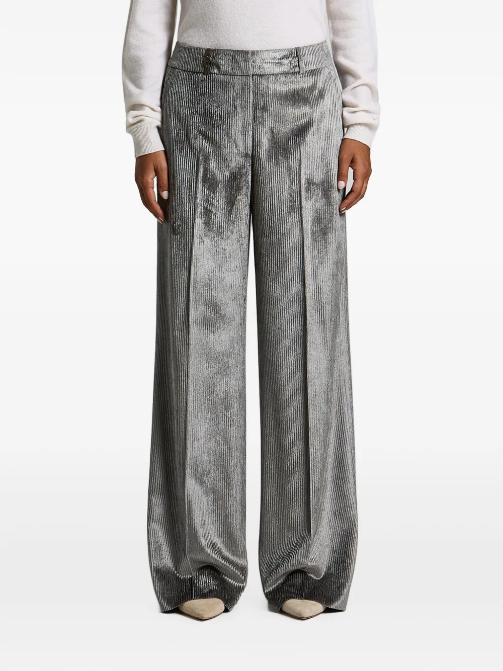 Peserico ribbed velvet-effect palazzo pants